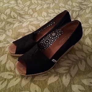 Toms Black Wedge Heels